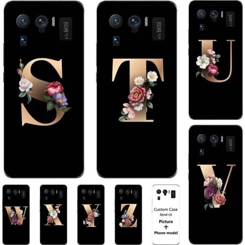 Flower 26 English Case For Xiaomi Mi 11 Ultra M2102K1G 6.81" Name Letter Custom Soft Silicone Cover