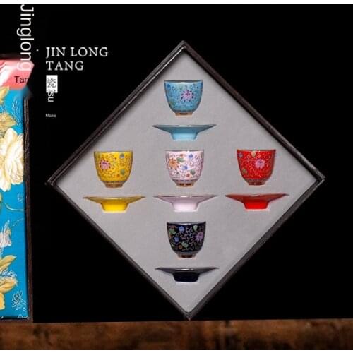 Enamel Kung Fu Cup Single Cup Small Number Ceramic Teacup Wide Mouth Thin Tire Retro Master Cup Bubble Tea Cup Ceremonial Cup