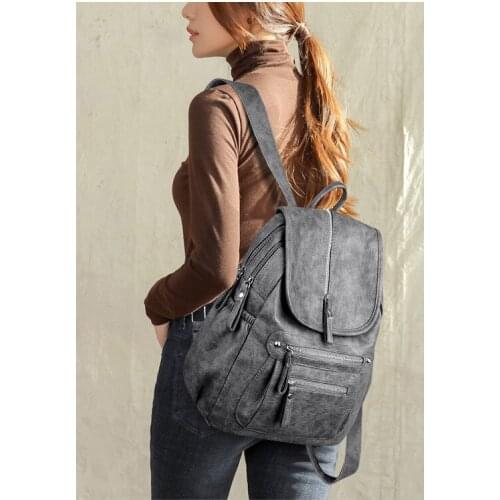 2020 Hot Women Vintage Shoulder Bags Backpack High Quality Leather Fashion School Female Feminine Casual Large Capacity