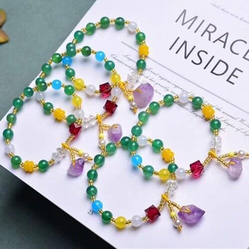 Healing Multicolor agate Beads Streche Bracelets For Women Crystal Mixed Bangles