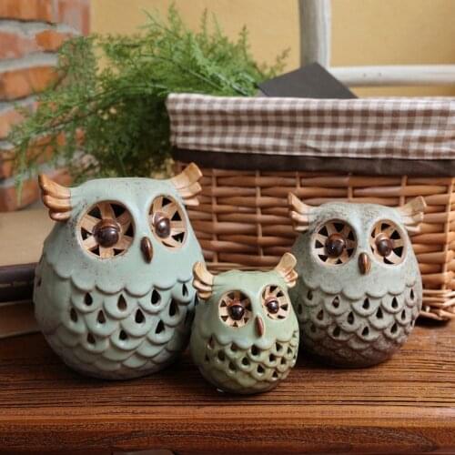 Ceramic Owl Candle Holder Decoration Garden Light Outdoor