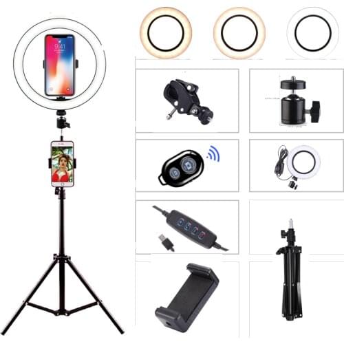 Led Ring Light 26cm Video Light 10 Inch Photo Studio Kits with Tripod Stand Photography Lighting Makeup for Phone Youtube Live