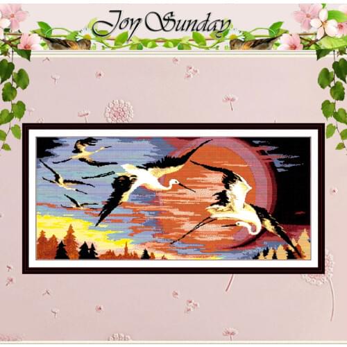 Red-crowned Cranes Patterns Counted Cross Stitch DIY 11CT 14CT Cross Stitch Set Animals Cross-stitch Kits Embroidery Needlework