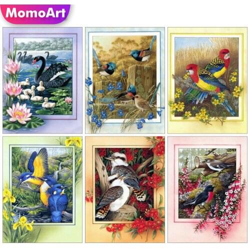 MomoArt Diamond Painting Swan Rhinestone Picture 5D DIY Diamond Embroidery Animal Diamond Mosaic Flower Wall Decorations
