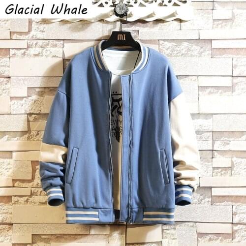 GlacialWhale Mens Jacket Men 2021 Autumn Korean Hip Hop Casual Solid Streetwear Coat Casual Cargo Blue Jackets Men Windbreaker