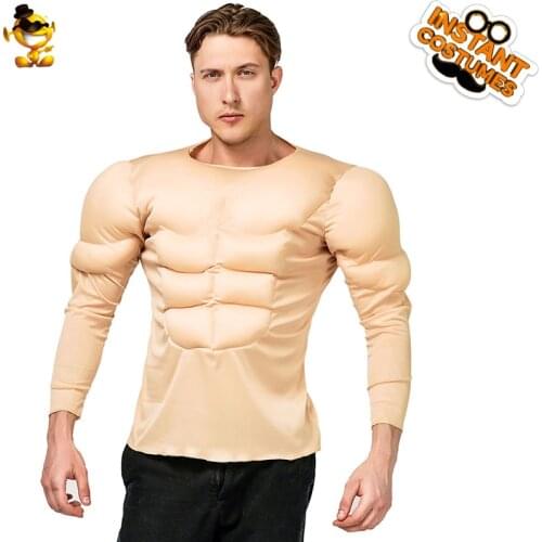 Mens Muscle Shirt Role Playing Adult Strong Muscle Shirts for Men Cosplay Male Jumpsuit Male Halloween Costume