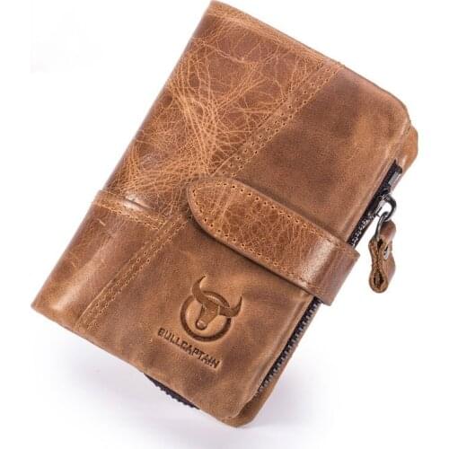 Mens leather wallet short vertical vertical multi-function detachable coin purse with coin clip business casual