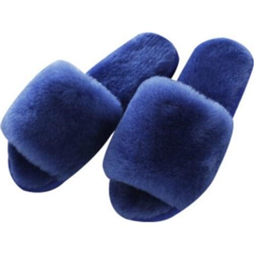 New high quality sheepskin house slippers with non-slip sole winter ladies indoor wool slippers fur ladies house shoes