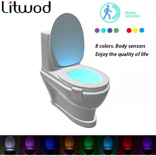 Z50 litwod Sensor Toilet Light LED Lamp Human Motion Activated PIR 8 Colours Automatic RGB Night lighting