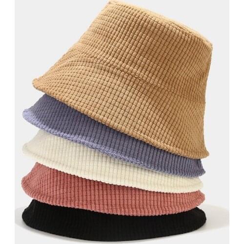 2021 Fall Winter Retro Corduroy bucket hat outdoor Panama harajuku fishing bucket hats for female male unisex Casual cap Unisex