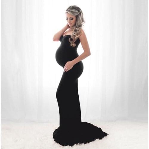 Maternity Sleeveless Low Chest Dresses For Photo Shoot Pregnancy Photography Props Maxi Gown Dresses For Pregnant Women Clothes