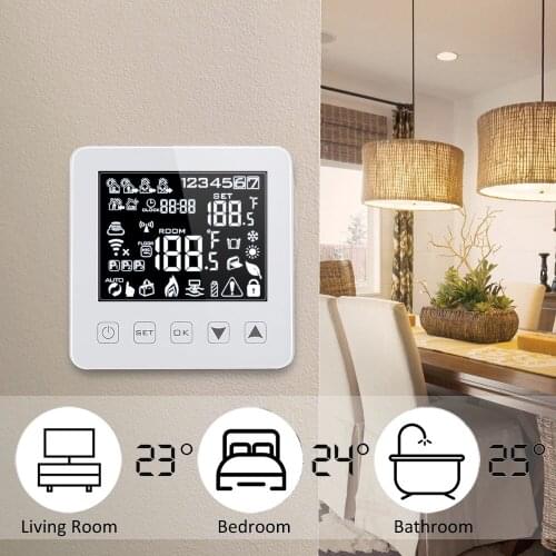 Alexa 3A Programmable Winter Smart WiFi Thermostat For Water/Gas Boiler Heating Floor Touchscreen Room Temperature Controller