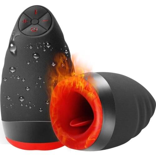 Heating Deep Throat Sucking Silicone Massage Cup Male Masturbator Artificial Oral Vaginal Vibrator Cup Pussy Sex Toys For Men