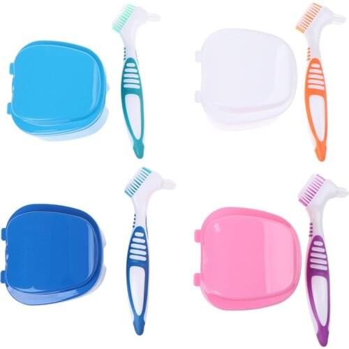 Dental Retainer Orthodontic Mouth Guard Teeth Brush Oral Hygiene Organizer Foldable Folding Toothbrush Denture Storage Case Box