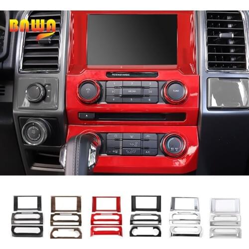 BAWA Interior Mouldings for Ford F150 2015+ Navigation Air Conditioner Volume Adjustment Panel Cover Decoration Stickers