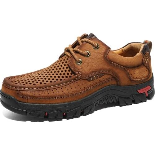 High Quality Mens Shoes 100% Genuine Leather Casual Shoes Waterproof Work Shoes Cow Leather Loafers Plus Size 38-50