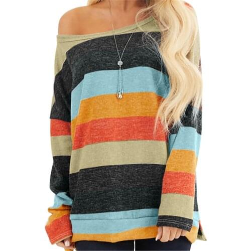 40# Autumn Long-sleeved Striped Blouses Womens Round Neck Split Sexy Blouses Shirt Harajuku Loose Casual Блузка Женская