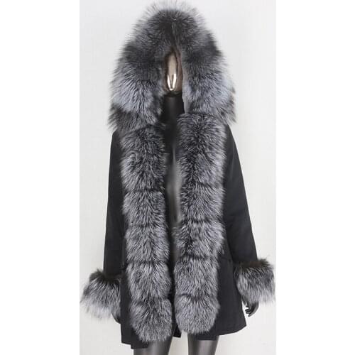 2021 Waterproof Long Parka Winter Jacket Women Real Fur Coat Natural Fox Fur Collar Hood Warm Streetwear Detachable Warm