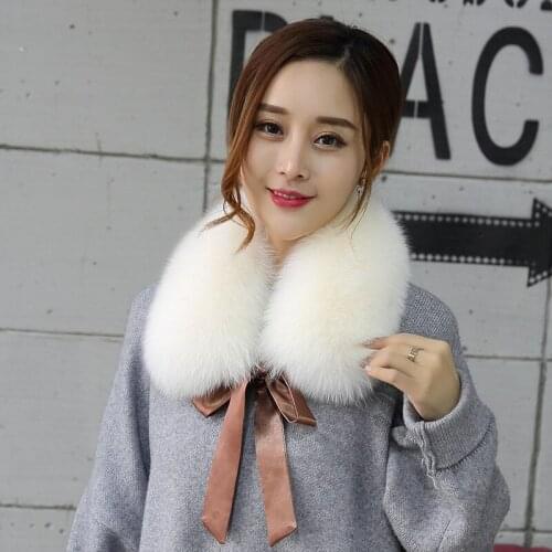 2021 New Autumn Winter Bow Fashion Real Fox Fur Scarf Femme Fox Fur Collar Neck Warmer Scarves for Women