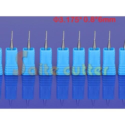 10pcs 3.175*0.8*6MM HQ PCB Corn Teeth Cutter CNC Router Bits End Milling Printer Circuit Board Hard Wood HDF Fiber Glass