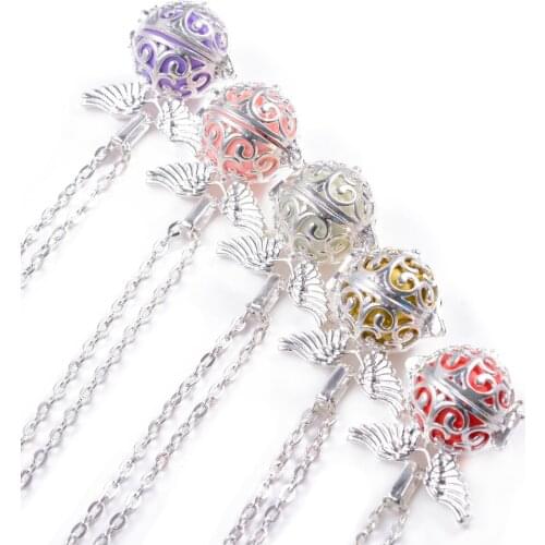 10Pcs Mix Assort Colors Pregnancy Ball Sound Ball Cage Locket Pendant For Mothers-to-be With 72cm Chain