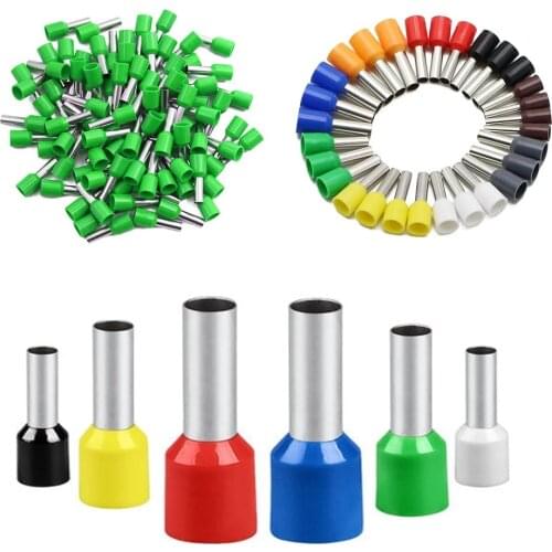 100pcs E1008 E1010 Electrical Ferrules Terminal Block Cord End Wire Connector for 1mm2, 18 AWG