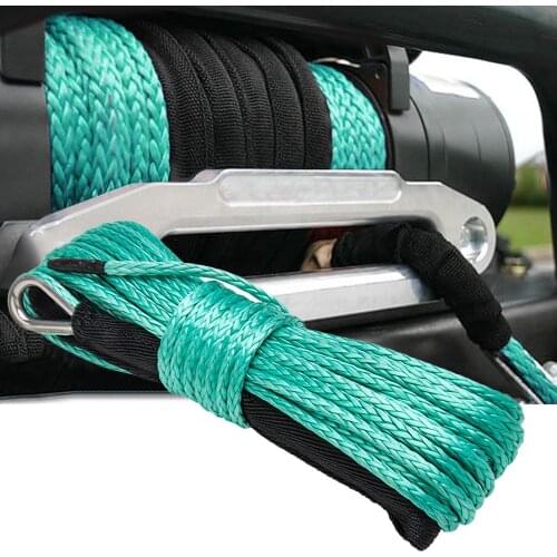 15m Winch Rope ATV UTV High Strength Synthetic Winch Line Cable Rope Tow Cord With Sheath Green