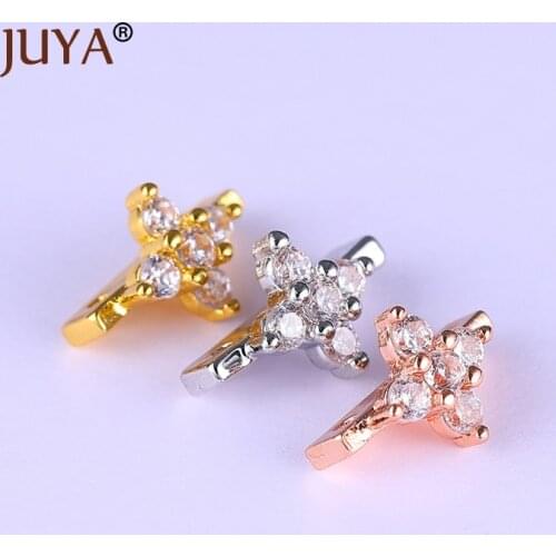 15pcs Wholesale Copper Cubic Zirconia Rhinestone Crystal 2 holes Spacer Bars For DIY Two Rows Beaded Chain Jewelry Accessories
