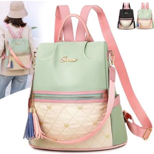 2020 Casual Oxford Backpack Women Black Waterproof Nylon School Bags for Teenage Girls High Quality Fashion Travel Tote S2263