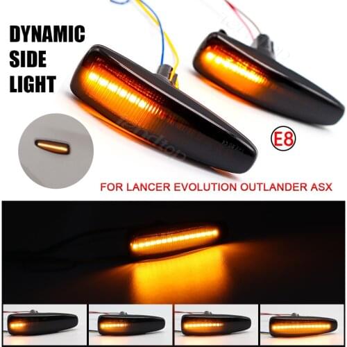 2X Sequential Flashing LED Turn Signal Side Marker Light For Mistubishi Outlander Sport Mirage Sport Lancer Evolution X