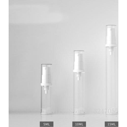 5/10/15ml 10/30/50pcs/lot High Quality Plastic Clear Airless Lotion Pump Bottle, DIY Empty Airless Vacuum Foundation Container