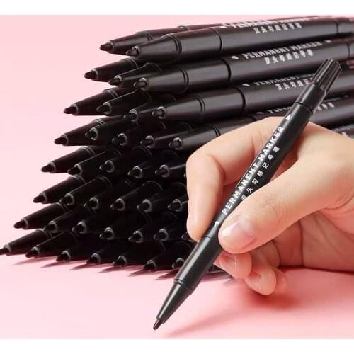 5pcs/set High quality Waterproof permanent dual tip 0.5/1.0 mm Nib Black Art Marker Pens Student school office stationery