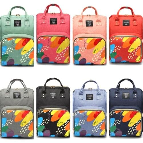 8 Colors Fashion Printed Diaper Bag Multi-functional Women Backpack Large Capacity Nappy Back Travel Backpacks for Baby Care