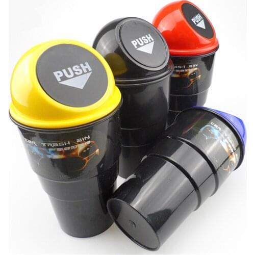 Car Trash Bin Can Mini Auto Dust Organizer Car Interior Rubbish Bag Garbage Container Storage Box Bucket Auto Accessories
