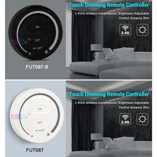 FUT087/FUT087-B 2.4G wireless Touch Dimming Remote Controller White Black Adjust Brightness LED Dimmer Switch For Miboxer Lamp