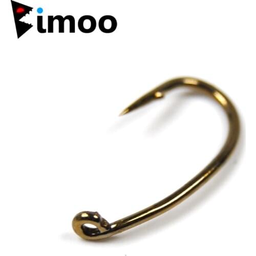 Bimoo Premium 25pcs Egg Caddis Offset Fly Tying Hook 2X Strong Sharp Nymph Hooks Fly Fishing Hook Size #10 12 14 16 18 Bronzed