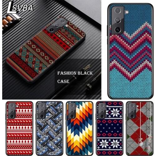 Line sweater plaid style For Samsung Galaxy S21 S10 S10E S9 S8 S7 Note 20 10 9 8 Ultra 5G Plus Edge Pro Black Phone Case