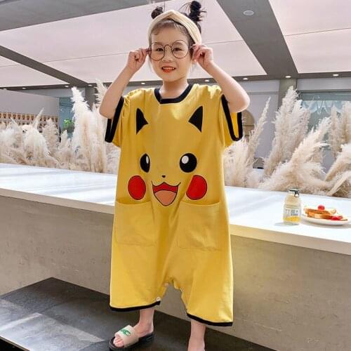 Children Nightdress Summer Cartoon Print Cotton Girls Onesie Pajamas Kids Princess Homewear Clothes Nightgown Sleepwear Clothing