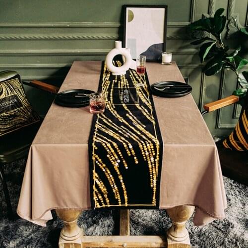 Geometric Black & Gold Luxury Table Runner Runner Dinner Mat Decor Home Textile European-style Neoclassical Table Cloth