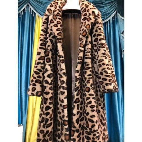 Imported mink velvet fashion wild leopard mink coat large size fur suit collar whole mink mink fur