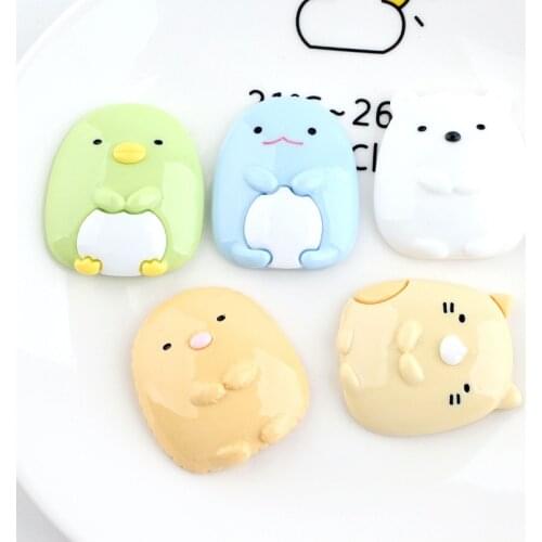 10Pcs/lot Cartoon Anime Animals Flatback Resin Cabochons Kawaii Scrapbooking Crafts DIY Hair Bow Hairpin Accessories Decor Craft