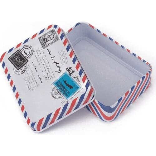 Tinplate Storage Box Jewelry Box for DIY Candles Dry Storage Spices Tea Candy Party Favors Rectangle with Stamp Pattern9.6x7x2cm