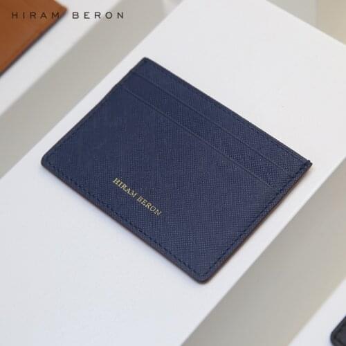 Hiram Beron Personalizes Gift for Men Saffiano Leather from Italy Pocket Wallet Luxury Brand Mini Case Dropship