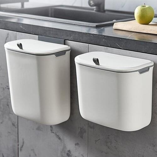 Kitchen Wall Mounted Trash Can Bin With Lid Waste Bin Kitchen Cabinet Door Hanging Trash Bin Garbage Car Recycle Dustbin Rubbish