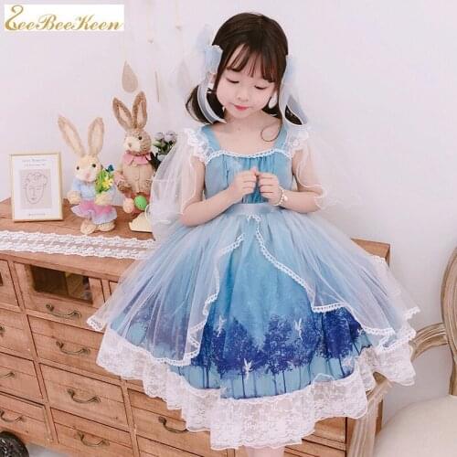 Girls Kawaii Loli costume Summer Short-sleeved Lolita Dress Birthday Gift Costume Lolita Princess dress for children sweet dress