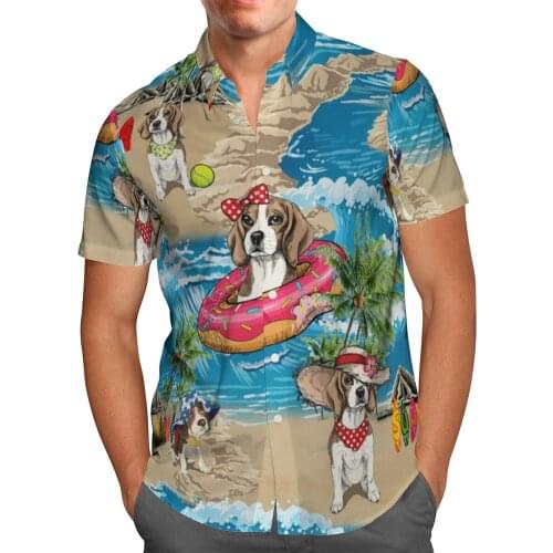 Anime Dog 3D Beach Hawaiian 2021 Summer Mens Shirt Short Sleeve Shirt Streetwear Oversized 5XL Camisa Social Chemise Homme-840