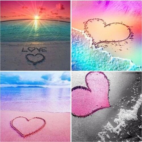 5D DIY Diamond Painting "Color heart" Beach Cross Stitch Kit Full Drill Embroidery Mosaic Art Picture of Rhinestones Decor Gift