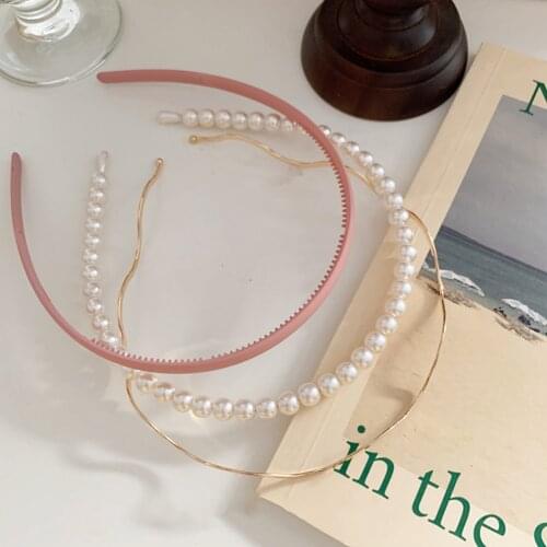 New Women Elegant Full Pearls Simple Hairbands Sweet Headband Hair Hoops Holder Ornament Head Band Lady Fashion Hair Accessories