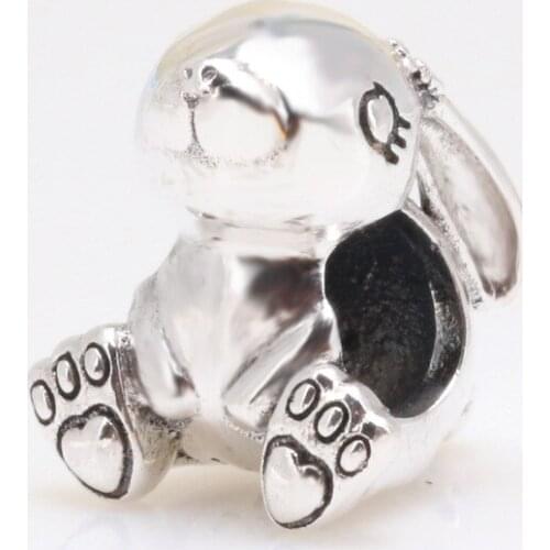 Bewill Authentic 925 Sterling Silver Bunny Nini beads Fit Original Bracelet Pendant DIY Jewelry Charms Gift