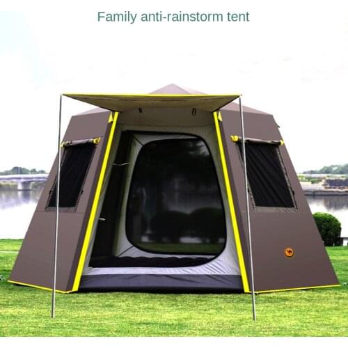 Outdoor automatic tent 5-8 people camping 3-4 people rainproof thickened hexagonal aluminum pole outdoor camping double camping